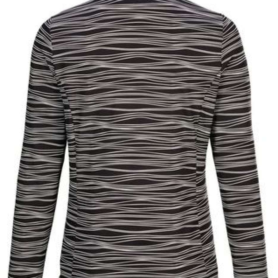 Killtec Ladies Powerstretch Print Shirt 2022 - A black shirt with a wavy white and grey pattern, featuring long sleeves and a high collar.