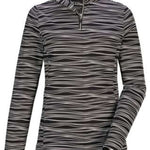 Killtec Ladies Powerstretch Print Shirt 2022 - A black and white striped shirt with a high collar, featuring a small zipper at the top.