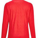 Killtec Ladies Powerstretch Zip Shirt 2022 - A red zip-up shirt with a high collar and long sleeves, featuring a subtle pattern of diagonal stripes on the fabric.