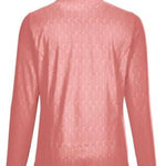 Killtec Ladies Powerstretch Zip Shirt 2022 - A pink zip-up shirt with a high collar and long sleeves, featuring a subtle pattern of diagonal stripes on the front.