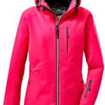 Killtec Ladies Savognin Insulated Jacket 2022 - A bright pink jacket with a hood, featuring black zippers and accents on the pockets.