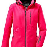 Killtec Ladies Savognin Insulated Jacket 2022 - A bright pink jacket with a hood, featuring black zippers and accents on the pockets.