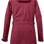 Killtec Ladies Softshell Parka Zip Hood - A pink parka with a zip hood, featuring two chest pockets and a belt around the waist.