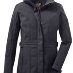 Killtec Ladies Softshell Parka Zip Hood - A black parka with a zippered hood, featuring a softshell material and a classic design.