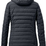Killtec Ladies Ventoso Quilted Jacket - A black quilted jacket with a hood, featuring horizontal quilting and two zippered pockets on either side.