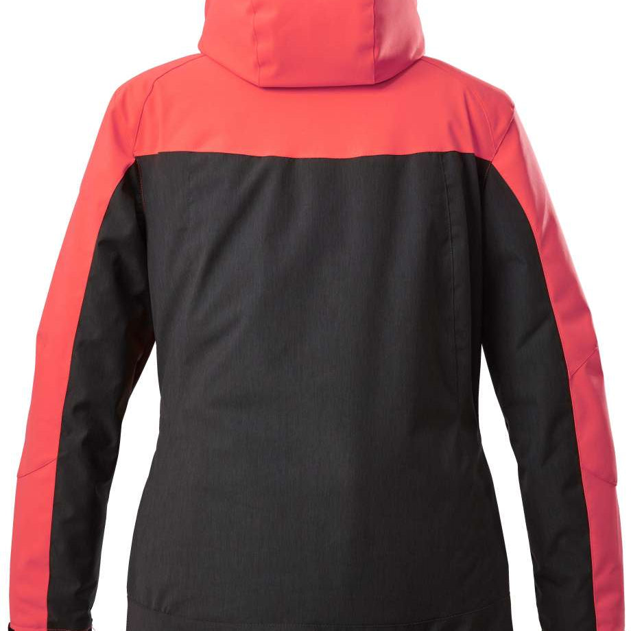 Killtec Women's KSW 144 Insulated Color Block Jacket 2022-2023 - A black jacket with a pink color block design on the shoulders and upper arms.