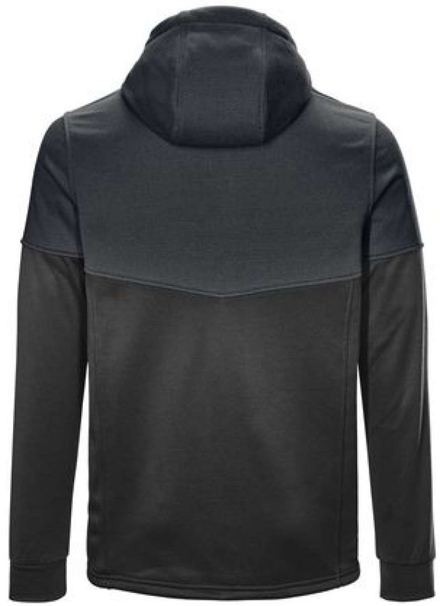 Killtec Powerstretch Jacket 2022 - A dark grey jacket with a hood, featuring a subtle pattern of diagonal stripes on the chest and sleeves.