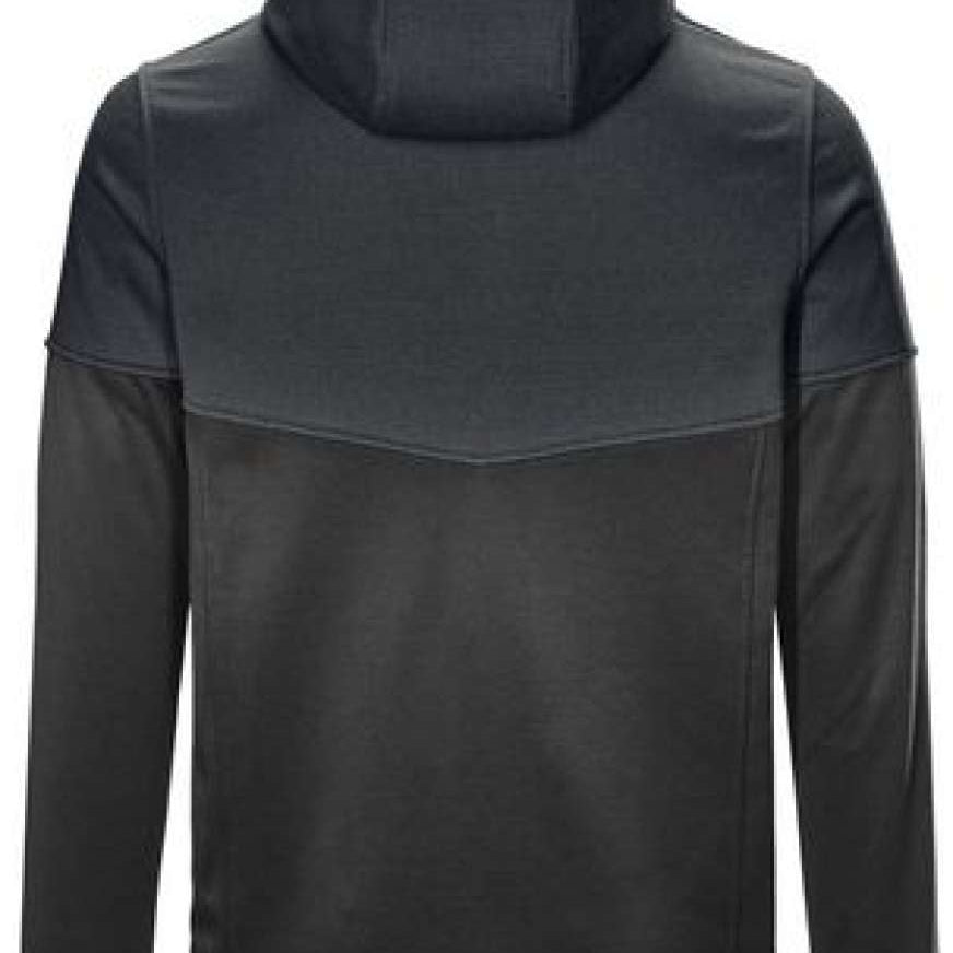 Killtec Powerstretch Jacket 2022 - A dark grey jacket with a hood, featuring a subtle pattern of diagonal stripes on the chest and sleeves.