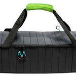 Kulkea Kantaja Ski Bag 2022-2023 - Black ski bag with blue logo and lime green zipper pulls.