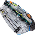 Kulkea Kantaja Ski Bag 2022-2023 - Large, gray ski bag with a zippered top and two black wheels on the bottom.