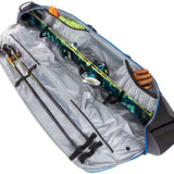 Kulkea Kantaja Ski Bag 2022-2023 - Large, gray ski bag with a zippered top and two black wheels on the bottom.