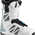 Salomon Men's Hi-Fi Zonelock Snowboard Boot 2018-2019 - A white snowboard boot with black laces and a blue accent on the side.