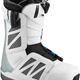Salomon Men's Hi-Fi Zonelock Snowboard Boot 2018-2019 - A white snowboard boot with black laces and a blue accent on the side.