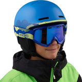 Salomon Juniors' Grom Helmet 2020 - A blue helmet with a white logo on the side and a chin strap.