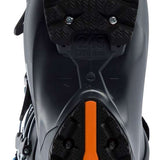 Lange Women's LX 75 HV Ski Boots 2024 - Black ski boots with silver buckles and a textured, rubber-like material on the toe box.