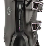 Lange Women's Shadow 85 LV Ski Boots 2024 - Black ski boots with silver hardware and a textured pattern on the tongue.