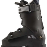 Lange Women's Shadow 85 MV Ski Boots 2024 - Black ski boots with a white stripe on top and silver buckles.