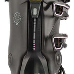 Lange Women's Shadow 85 MV Ski Boots 2024 - Black ski boots with silver buckles and a textured pattern on the tongue.