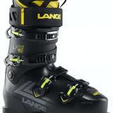 Lange LX 110 HV GW Ski Boots 2023 - Black ski boots with yellow accents and silver buckles.