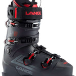 Lange LX 120 HV Ski Boots 2024 - Black ski boots with red accents and silver buckles.