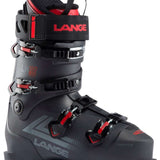 Lange LX 120 HV Ski Boots 2024 - Black ski boots with red accents and silver buckles.
