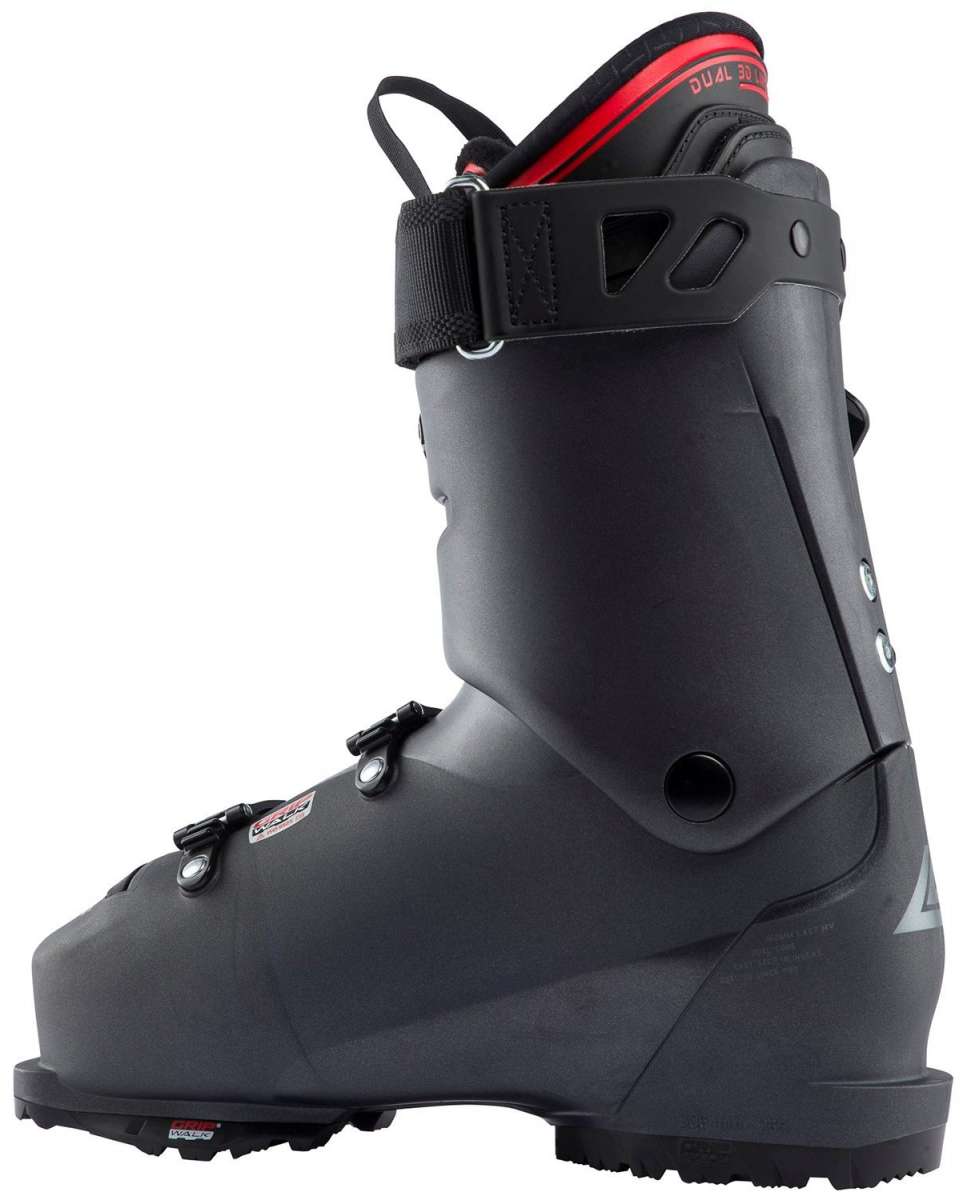 Lange - LX 120 HV Ski Boots 2024 are black with red accents and a white logo on the side.