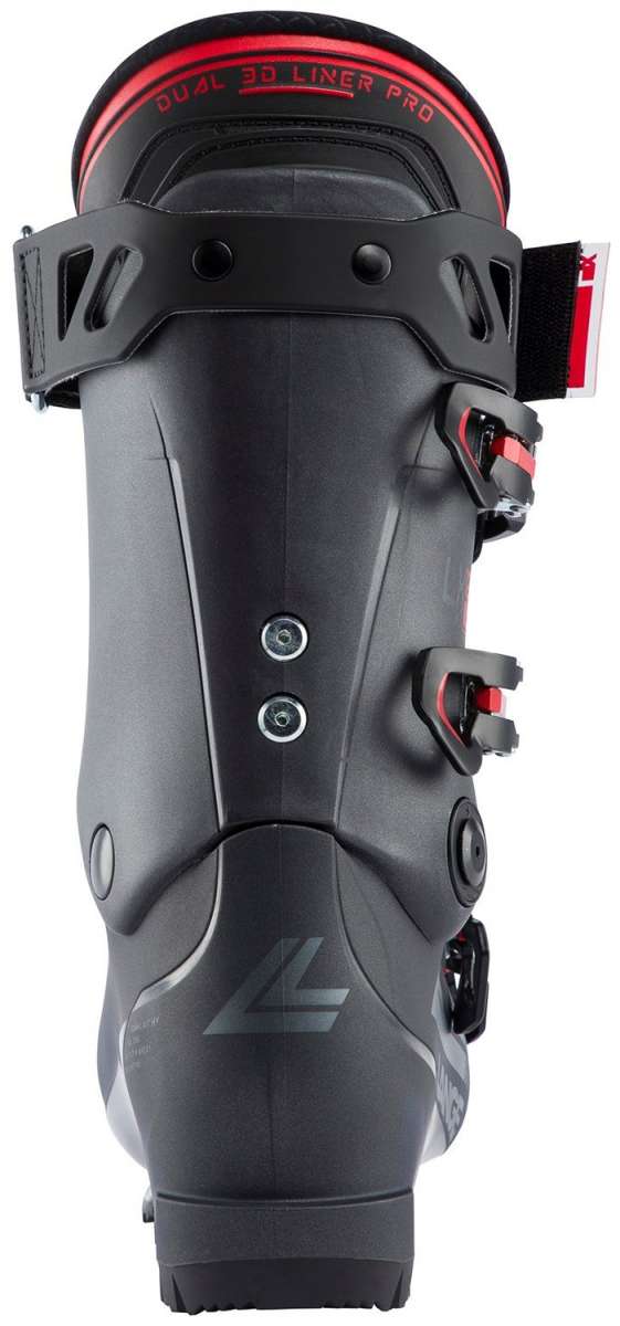 Lange LX 120 HV Ski Boots 2024 - Black ski boots with red accents and a white logo on the side.