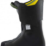 Lange RX 110 MV Ski Boot 2023 - A black ski boot with yellow accents on the tongue and heel.