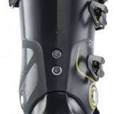 Lange RX 110 MV Ski Boot 2023 - Black ski boot with yellow accents and a white logo on the side.