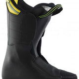 Lange RX 110 MV Ski Boot 2023 - A black ski boot with yellow accents on the heel and tongue.