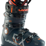 Lange RX 130 Ski Boot 2023 - Black ski boot with orange accents and silver buckles.