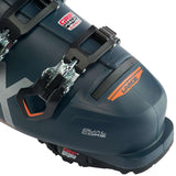 Lange RX 130 Ski Boot 2023 - Black ski boot with silver buckles and white logo on side.