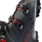 Lange Shadow 120 LV Ski Boots 2024 - Black ski boots with red accents and a silver buckle.
