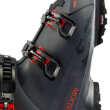 Lange Shadow 120 LV Ski Boots 2024 - Black ski boots with red accents and a silver buckle.