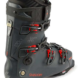 Lange Shadow 120 LV Ski Boots 2024 - Black ski boots with red accents and silver buckles.