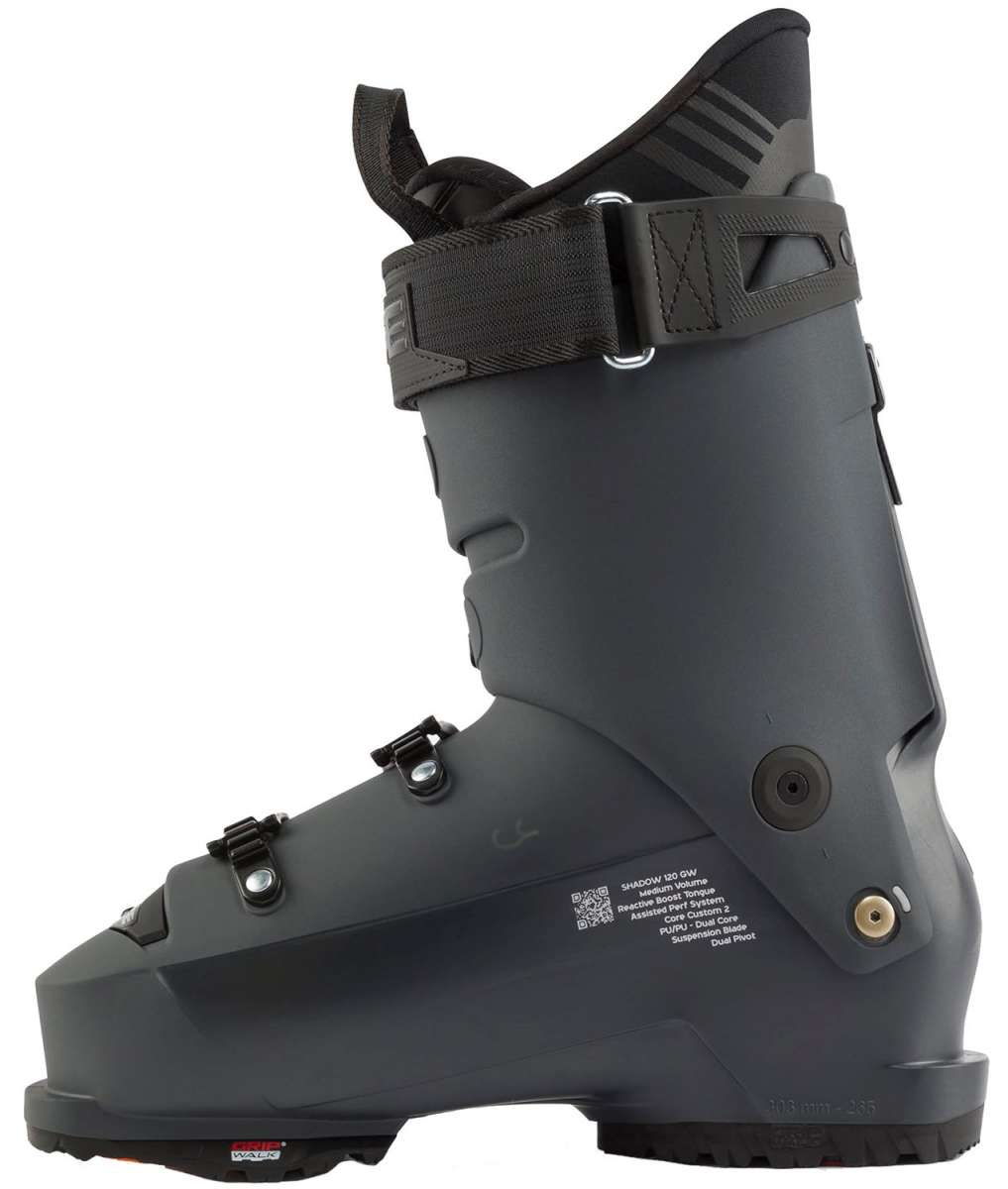 Lange Shadow 120 MV Ski Boots 2024 - Black ski boots with a sleek, modern design and silver buckles.