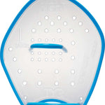 TYR Catalyst Stroke Training Paddles - White paddles with blue accents and a textured grip on the handle.
