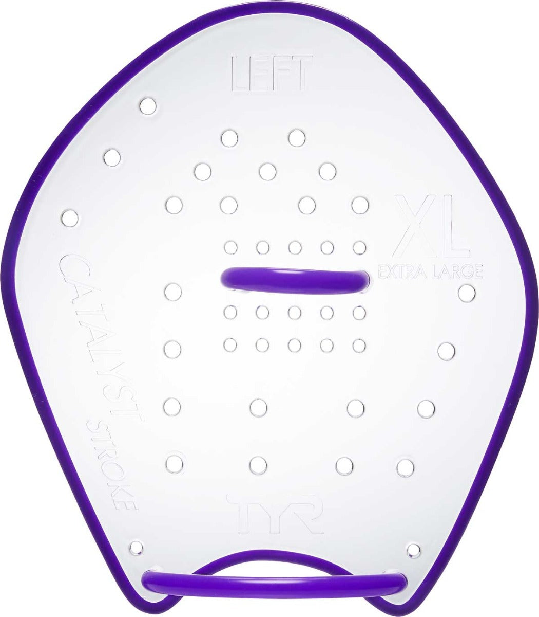 TYR Catalyst Stroke Training Paddles - White paddles with a textured grip on the handle and a flat, wide blade.