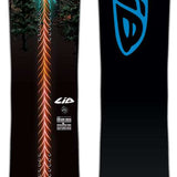 Lib Tech Golden Orca Snowboard 2025 - A black snowboard with a blue logo and a forest scene on top.