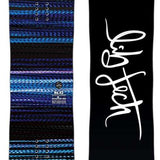 Lib Tech Women's No 43 C2 Snowboard 2024 - A black snowboard with blue and purple stripes on top of a white background.