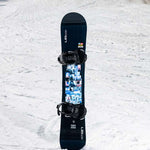 Lib Tech Skate Banana Snowboard 2024 B-Grade - A black snowboard with a blue and white graphic on its bottom, featuring a banana shape design.