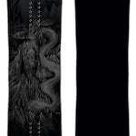 Lib Tech Skunk Ape Camber Snowboard - Black snowboard with white logo and lettering on top of a rocky mountainous landscape.