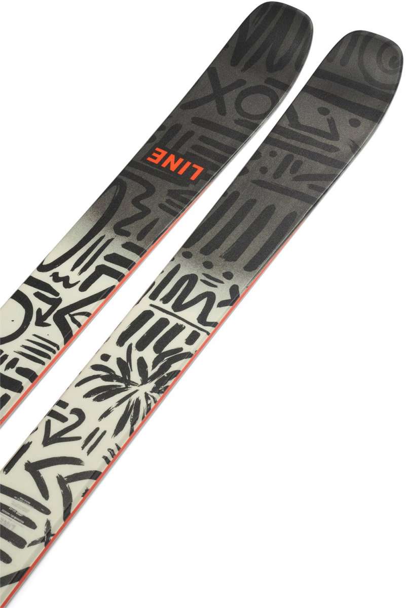 Line Blend Skis 2024 - Black skis with a white abstract pattern on top and sides.