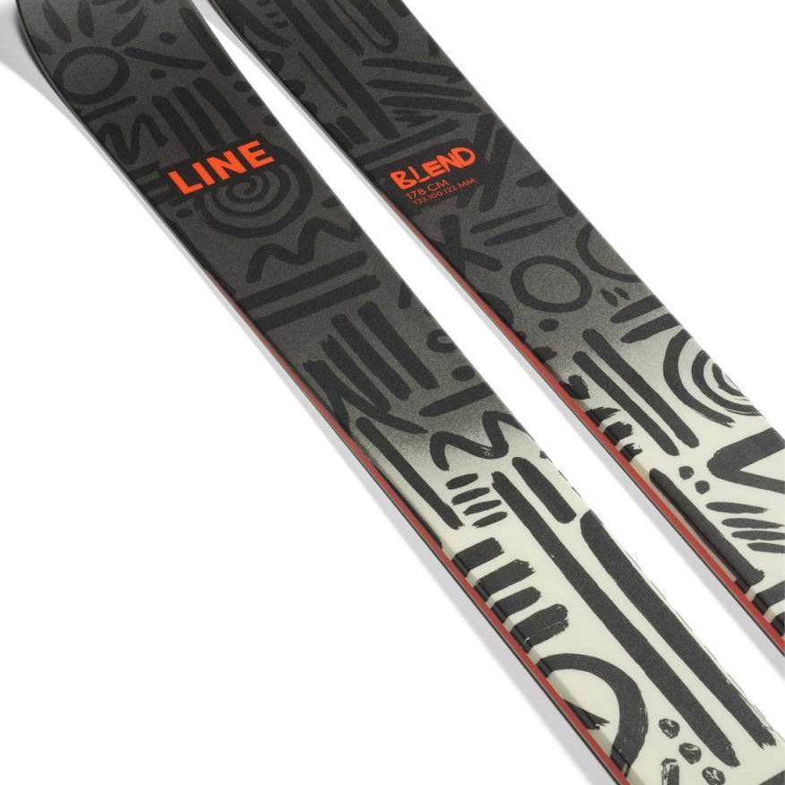 Line Blend Skis 2024 - Black skis with a gray pattern of lines and shapes.