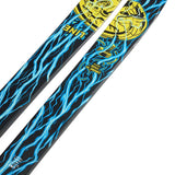 Line Chronic 101 Skis 2024 - Black skis with blue lightning bolt pattern and yellow logo on top.