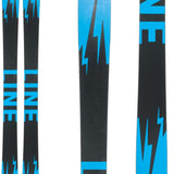 Line Chronic 101 Skis 2024 - Black skis with a blue graphic of a lightning bolt and the word "LINE" in blue letters.