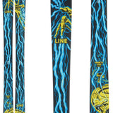 Line Chronic 101 Skis 2024 - Black skis with blue lightning bolt pattern and yellow Line logo.