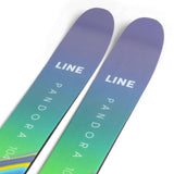 Line Women's Pandora 104 Flat Ski 2022-2023 - A pair of skis with a purple top and green bottom, featuring the word "LINE" in white letters on the top.