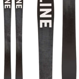 Line Women's Pandora 104 Flat Ski 2022-2023 - A black ski with white lettering on top, featuring the word "LINE" in large block letters.