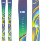 Line Women's Pandora 104 Flat Ski 2022-2023 - A purple, green, and yellow ski with a marbled pattern.
